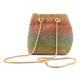 Rainbow Rhinestone Evening Bag with Snake Chain