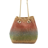 Rainbow Rhinestone Evening Bag with Snake Chain