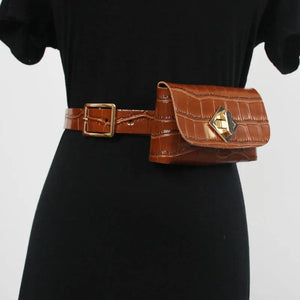 Mini Vintage Crocodile Grain Waist Pack with Coin Bag Fanny Bag