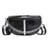 Thick Chain Lady Waist Bag Leather Chest Bags Shoulder Messenger Handbag