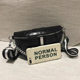 Thick Chain Lady Waist Bag Leather Chest Bags Shoulder Messenger Handbag