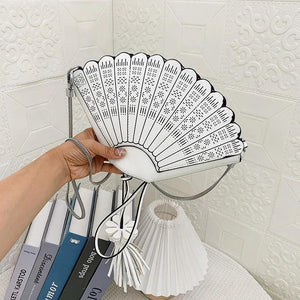 Vintage Fan Shape Clutch Bag Retro Chinese Style Shoulder Crossbody Handbag