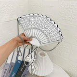 Vintage Fan Shape Clutch Bag Retro Chinese Style Shoulder Crossbody Handbag