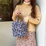 Corduroy Women Small Lunch Box Bento Handbags Daisy Print Mini Tote