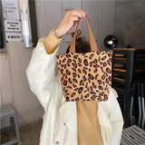 Corduroy Women Small Lunch Box Bento Handbags Daisy Print Mini Tote