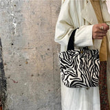 Corduroy Women Small Lunch Box Bento Handbags Daisy Print Mini Tote