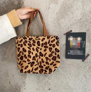 Corduroy Women Small Lunch Box Bento Handbags Daisy Print Mini Tote