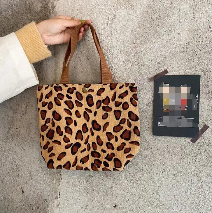 Corduroy Women Small Lunch Box Bento Handbags Daisy Print Mini Tote