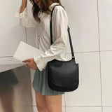 Women Tote Bag Shoulder Leather Handbag Wide Solid Female Large Capacity