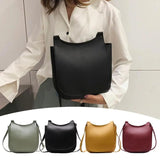 Women Tote Bag Shoulder Leather Handbag Wide Solid Female Large Capacity
