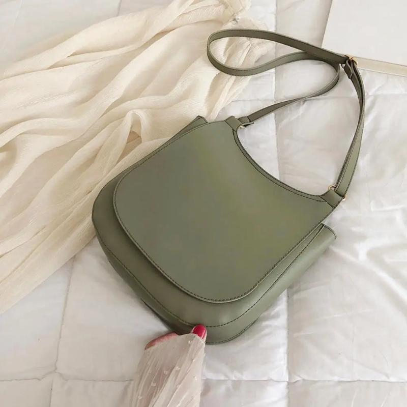 Women Tote Bag Shoulder Leather Handbag Wide Solid Female Large Capacity