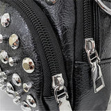 Women's Soft Leather Rivet Messenger Bag Small Saddle Bag Female Solid Pu Purse