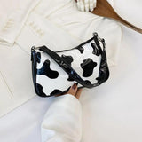 Cow Pattern Retro Handbags for Women, Shoulder Messenger Bag