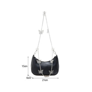 Butterfly Chain PU Leather Shoulder Bag for Shopping