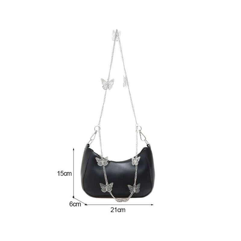 Butterfly Chain PU Leather Shoulder Bag for Shopping