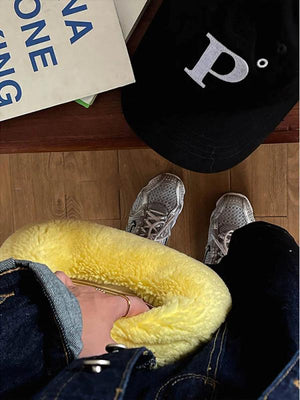 Foufurieux Lamb Wool Small Girls Bag Winter Solid Knotted Handbag