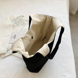 Women Corduroy Shoulder Bag Medium Cotton Canvas Handbag Casual Tote Female Eco