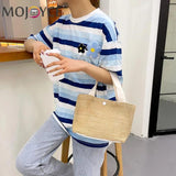Straw Woven Beach Vacation Tote Bag for Women