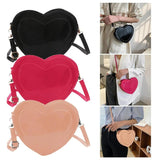 Love Heart Shape Shoulder Bag Glossy PU Solid Satchel for Girls