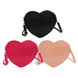 Love Heart Shape Shoulder Bag Glossy PU Solid Satchel for Girls