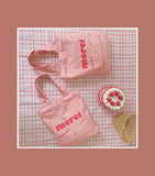 Sweet Embroidered Canvas Shopping Bag for Women