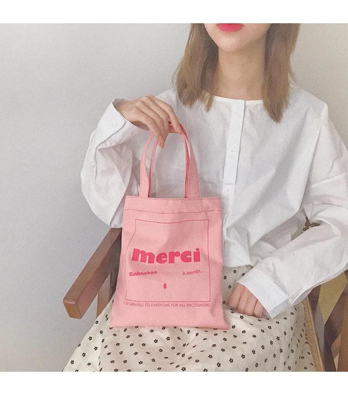 Sweet Embroidered Canvas Shopping Bag for Women