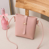 Women Bucket Bag PU Leather Zipper Crossbody Shoulder Casual Messenger Bag