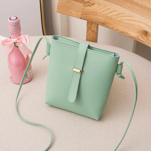 Women Bucket Bag PU Leather Zipper Crossbody Shoulder Casual Messenger Bag