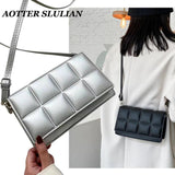 Women Small Lingge Solid Shoulder Handbags Female Travel Leather Crossbody Bag