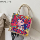 Canvas Lunch Bag Tote for Girls Food Storage Pouch