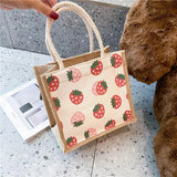 Canvas Lunch Bag Tote for Girls Food Storage Pouch