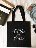 Christian Canvas Tote Bag Faith Hope Jesus Print Reusable Shoulder Book Bag