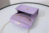 Crocodile Pattern Crossbody Shoulder Bag - Purple