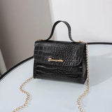 Crocodile Pattern Crossbody Shoulder Bag - Purple