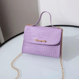 Crocodile Pattern Crossbody Shoulder Bag - Purple