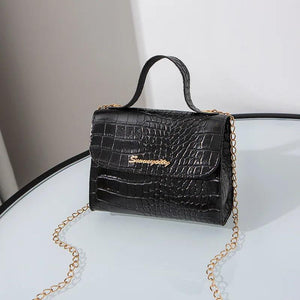 Crocodile Pattern Crossbody Shoulder Bag - Purple