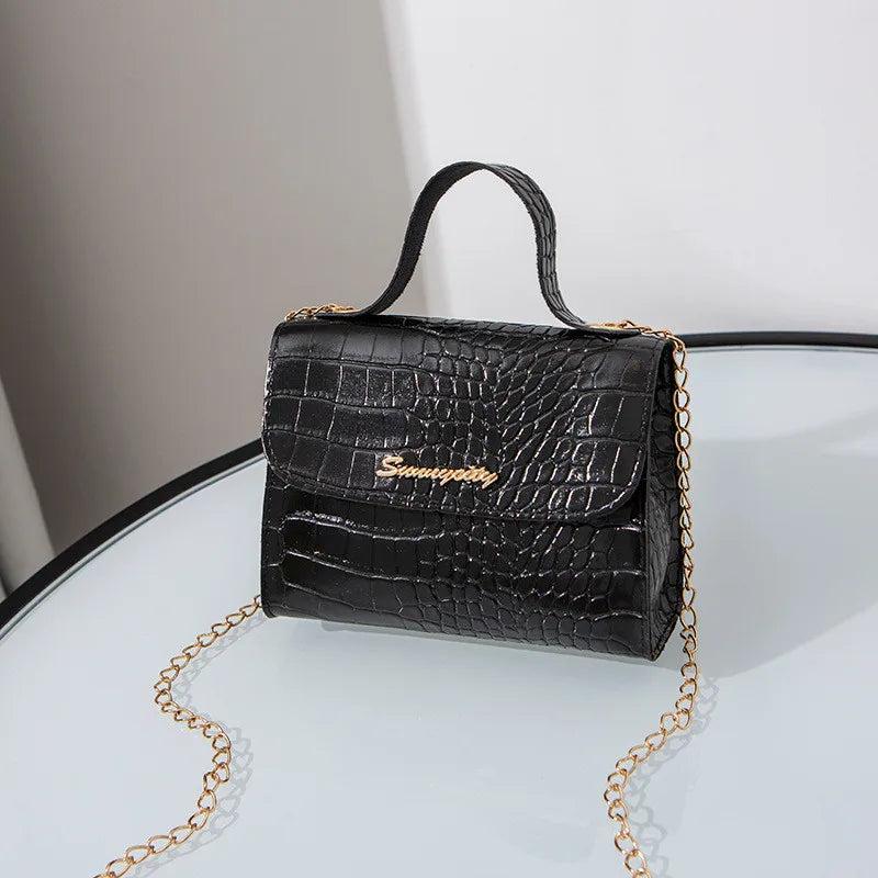 Crocodile Pattern Crossbody Shoulder Bag - Purple