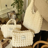 Women Flower Tote Bag Solid Canvas Handbag