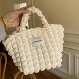 Women Flower Tote Bag Solid Canvas Handbag