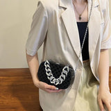 Silver PVC Box Party Clutch Bag Chain Shoulder Crossbody Mini Purse