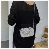 Silver PVC Box Party Clutch Bag Chain Shoulder Crossbody Mini Purse