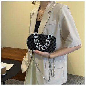 Silver PVC Box Party Clutch Bag Chain Shoulder Crossbody Mini Purse