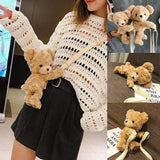 Women Bear Shoulder Bag Plush Handbag Purse Wallet Messenger Gift