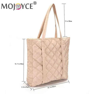 Cotton Padded Women Tote Bag Large Capacity Nylon Shoulder Handbags