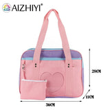 Women Heart Patchwork Canvas Shoulder Bag Large Capacity Travel Handbags