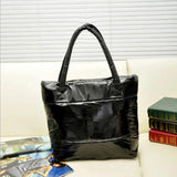 Women Space Pad Cotton Feather Down Bucket Handbag