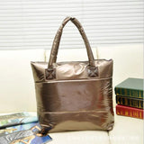 Women Space Pad Cotton Feather Down Bucket Handbag