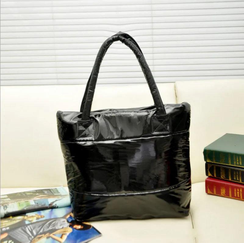 Women Space Pad Cotton Feather Down Bucket Handbag