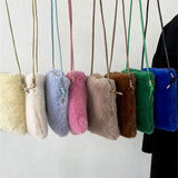 Faux Fur Small Shoulder Messenger Bag Soft Plush Ladies Women Mini Phone Bag