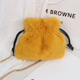 Plush Bucket Bag with Chain Strap